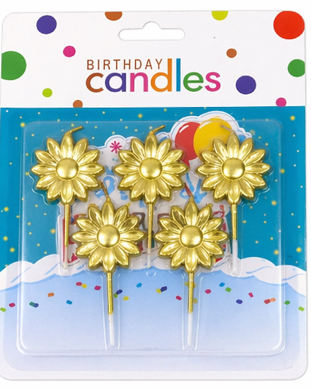 Flower Birthday Cake Candles 5 Pieces