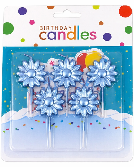 Flower Birthday Cake Candles 5 Pieces