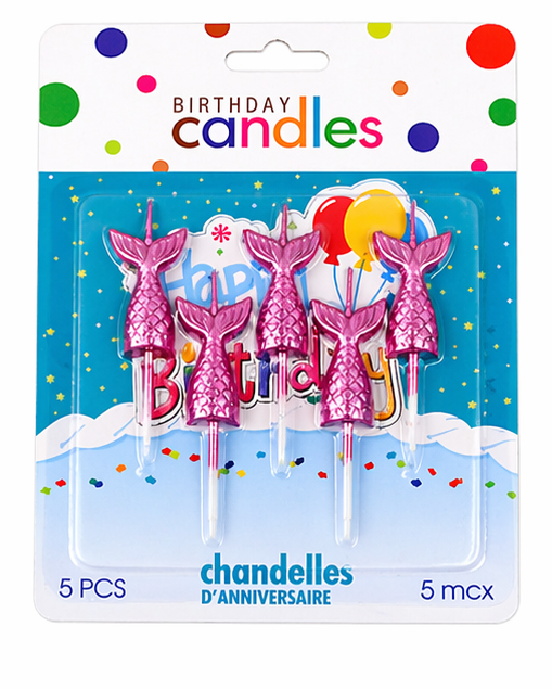 Mermaid Birthday Cake Candles 5 Pieces