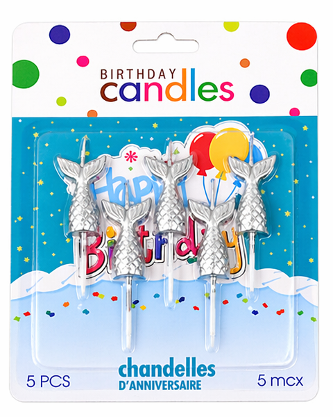 Mermaid Birthday Cake Candles 5 Pieces