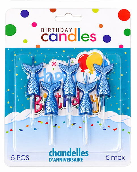 Mermaid Birthday Cake Candles 5 Pieces