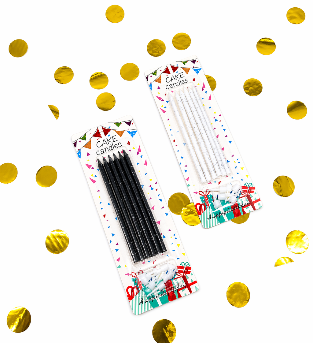 Glitter Birthday Cake Candles 6 Pieces