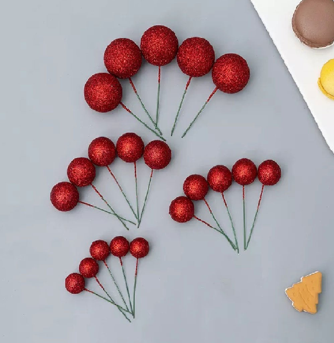 Glitter Ball Cake Topper Picks Set of 20