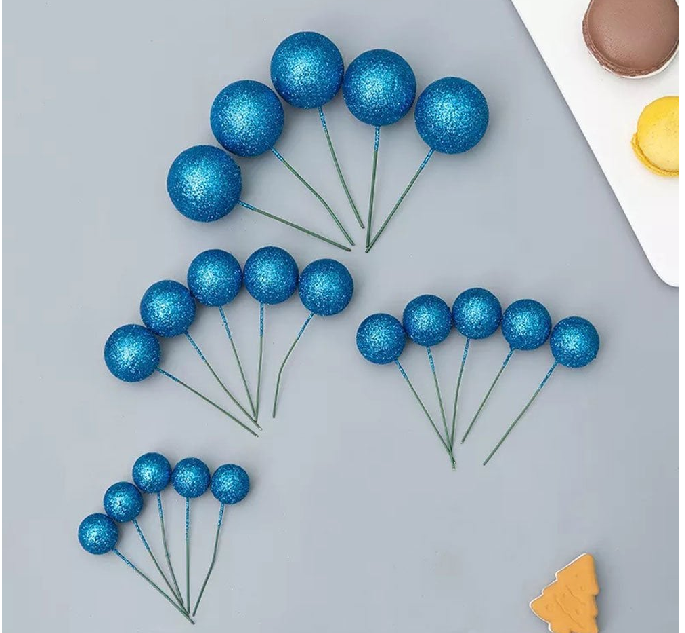 Glitter Ball Cake Topper Picks Set of 20