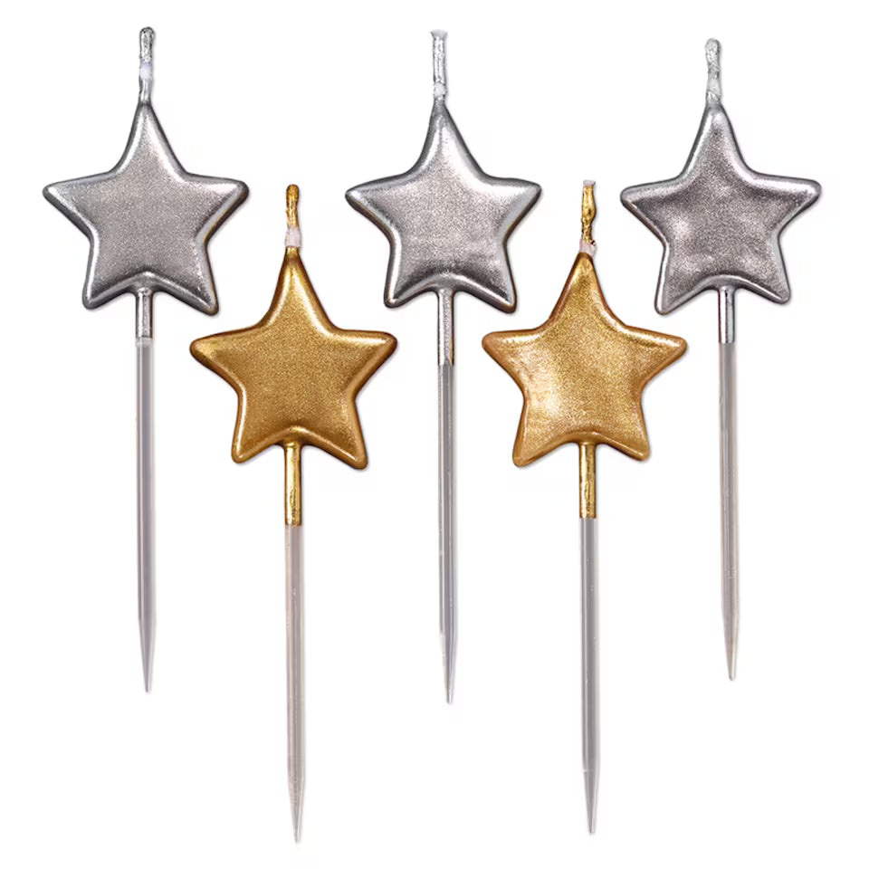 Star-Shaped Cake Candles 5 Pieces