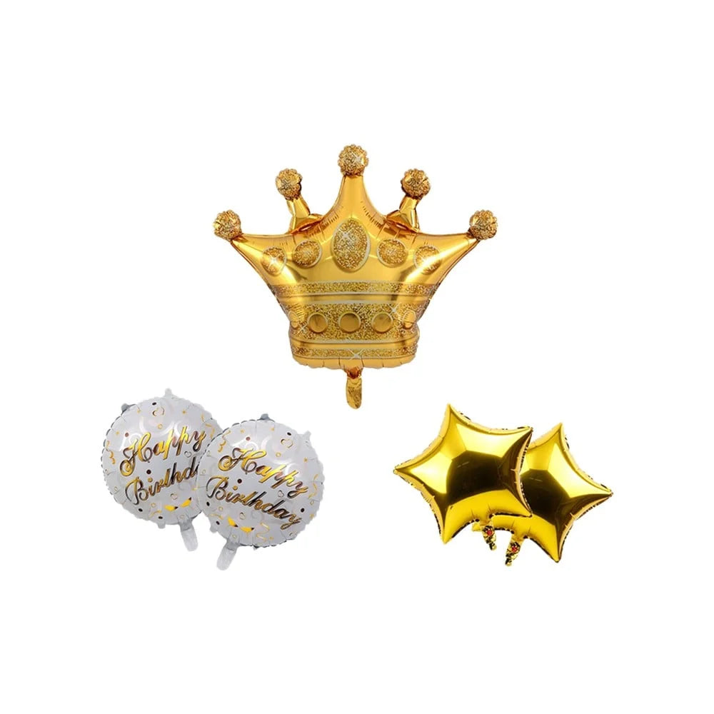 Gold Crown Foil Balloon Set