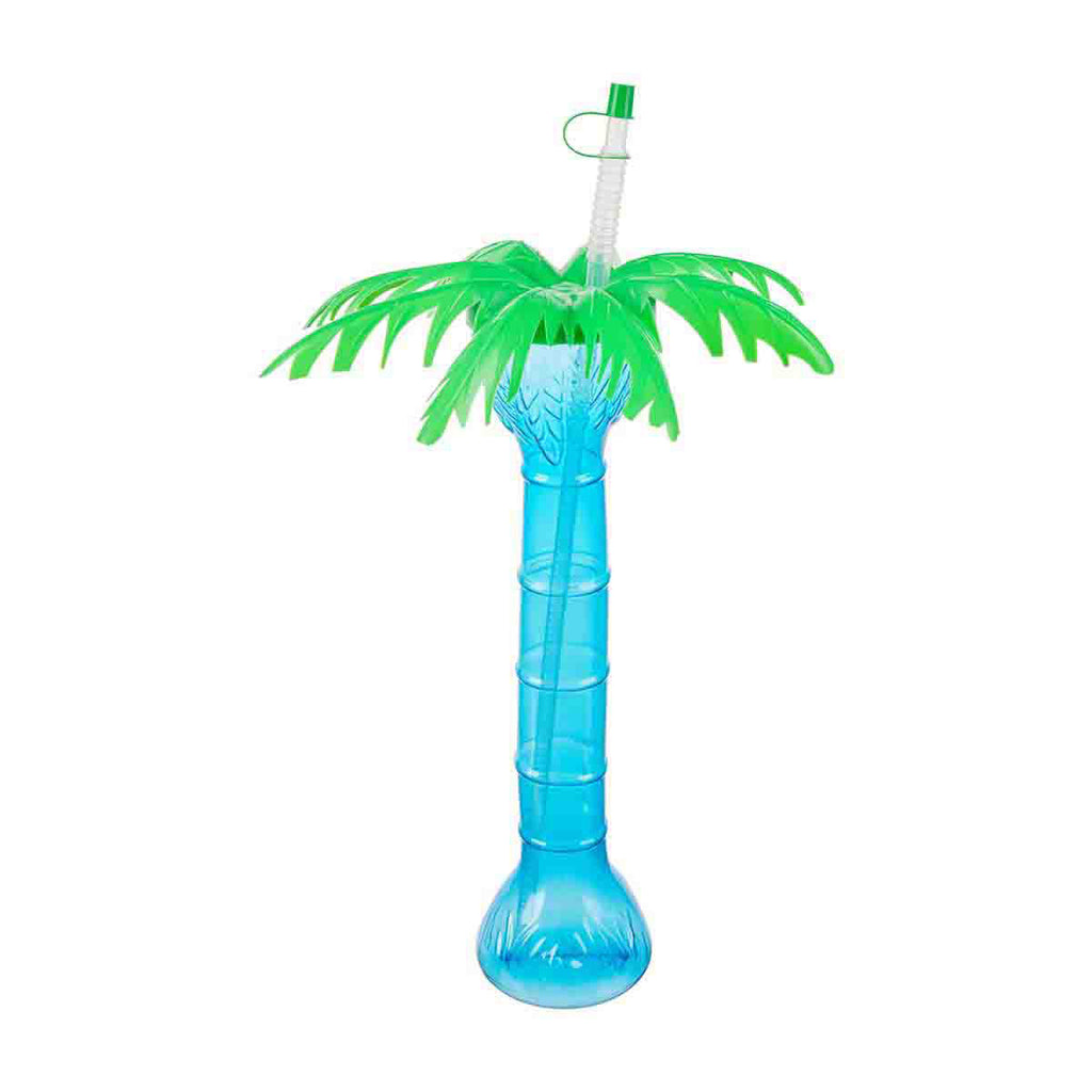 12oz. Palm Tree Plastic Cup with Straw
