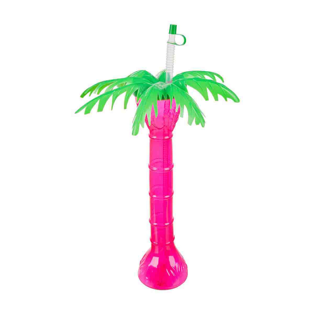 12oz. Palm Tree Plastic Cup with Straw