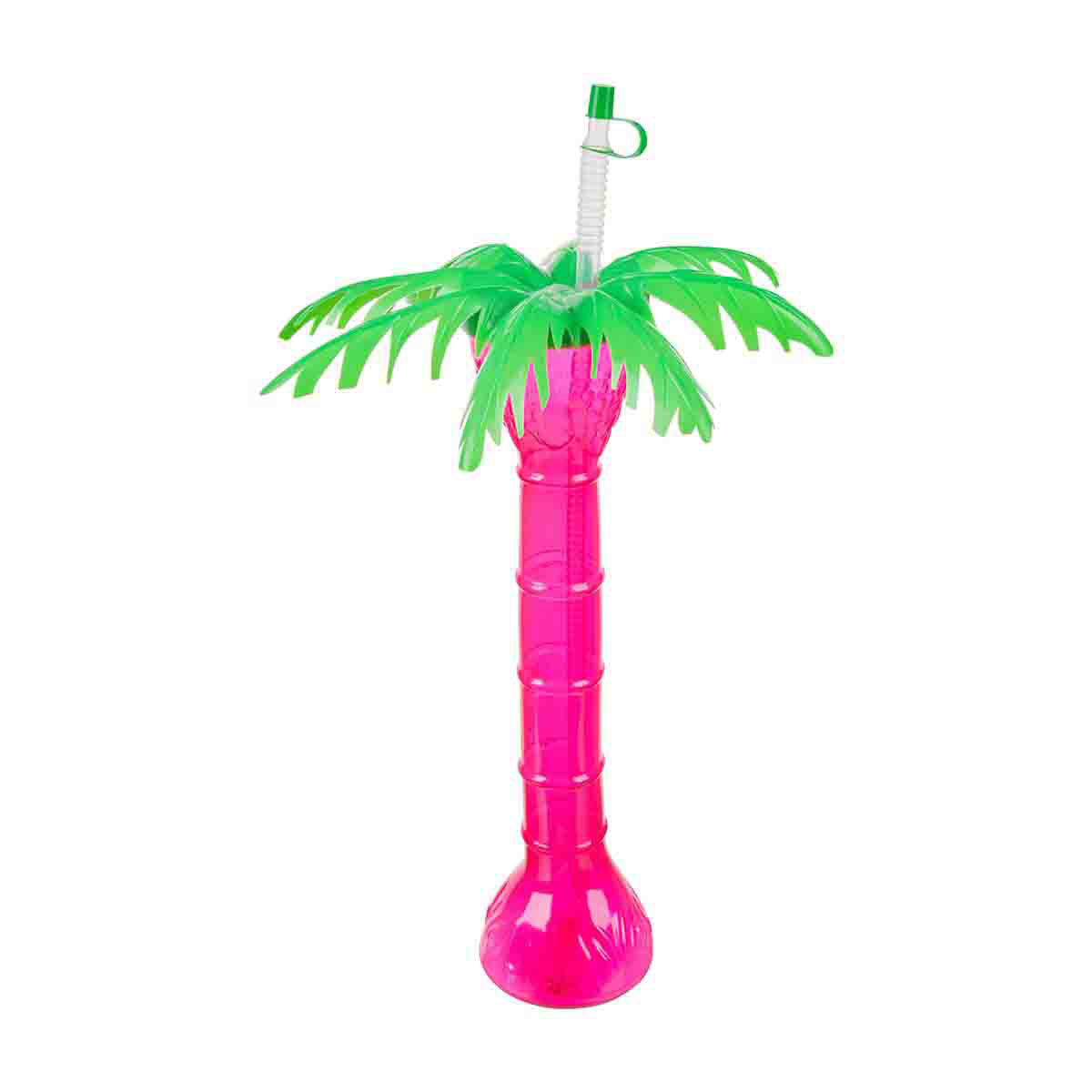 12oz. Palm Tree Plastic Cup with Straw