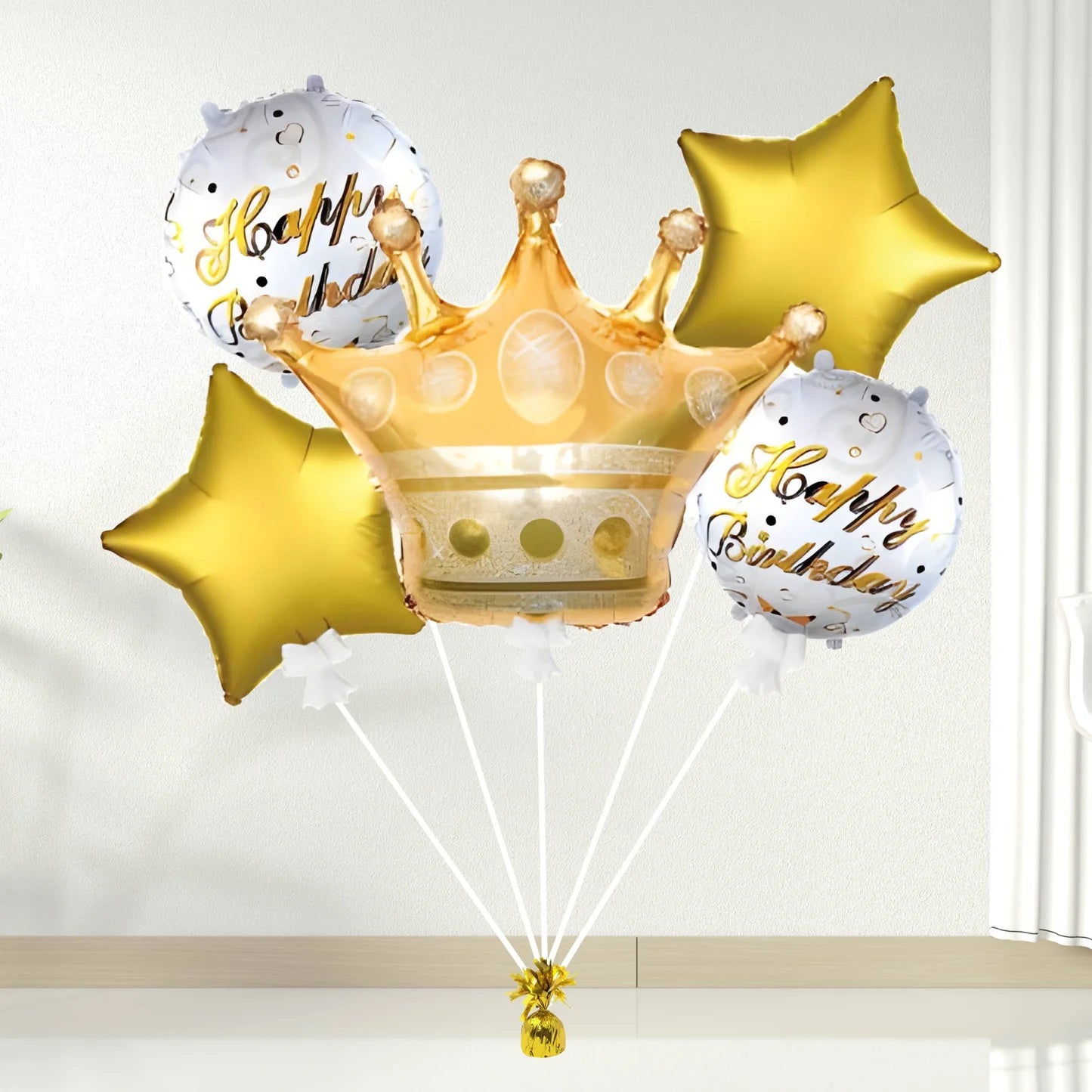 Gold Crown Foil Balloon Set