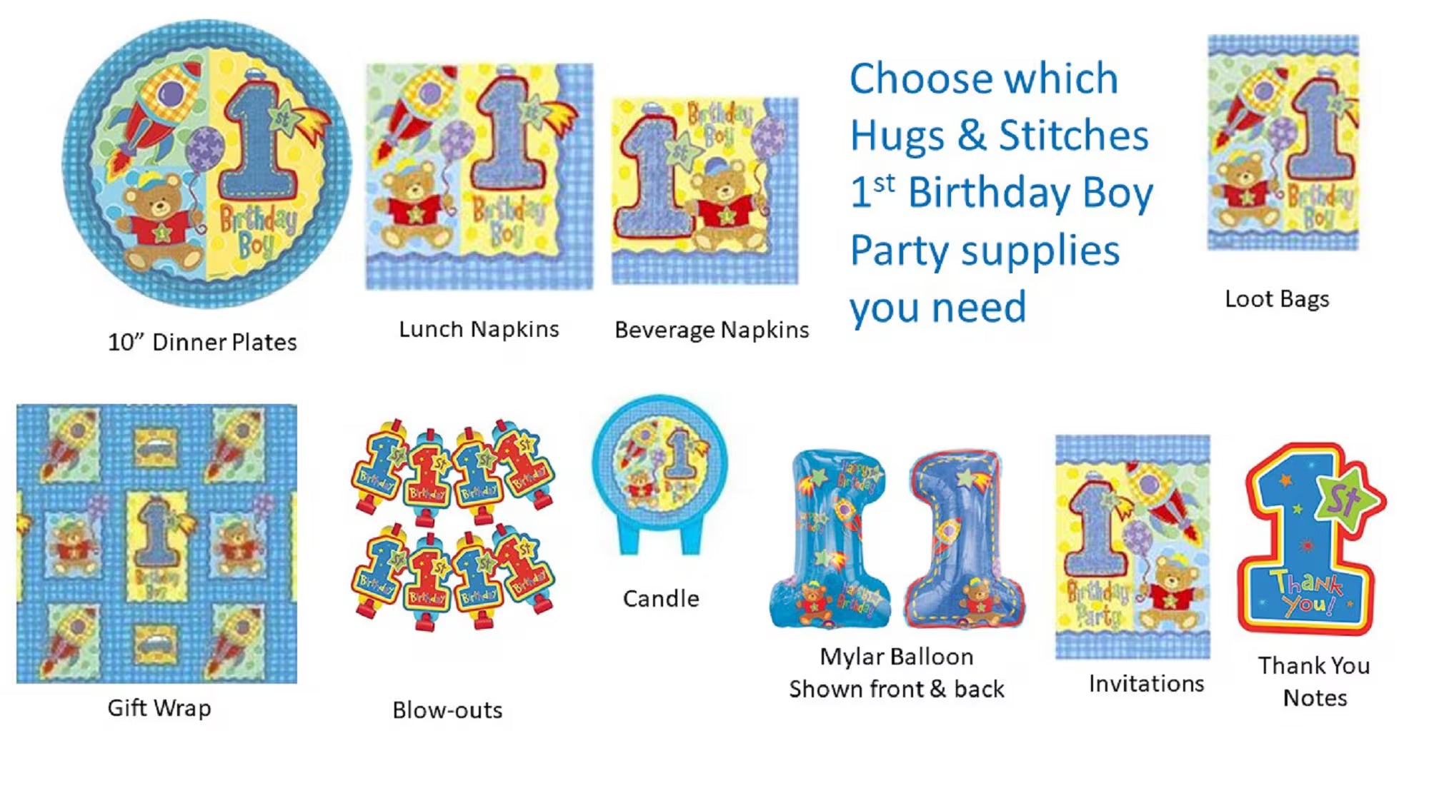 First Birthday Party Tableware Set - Blue