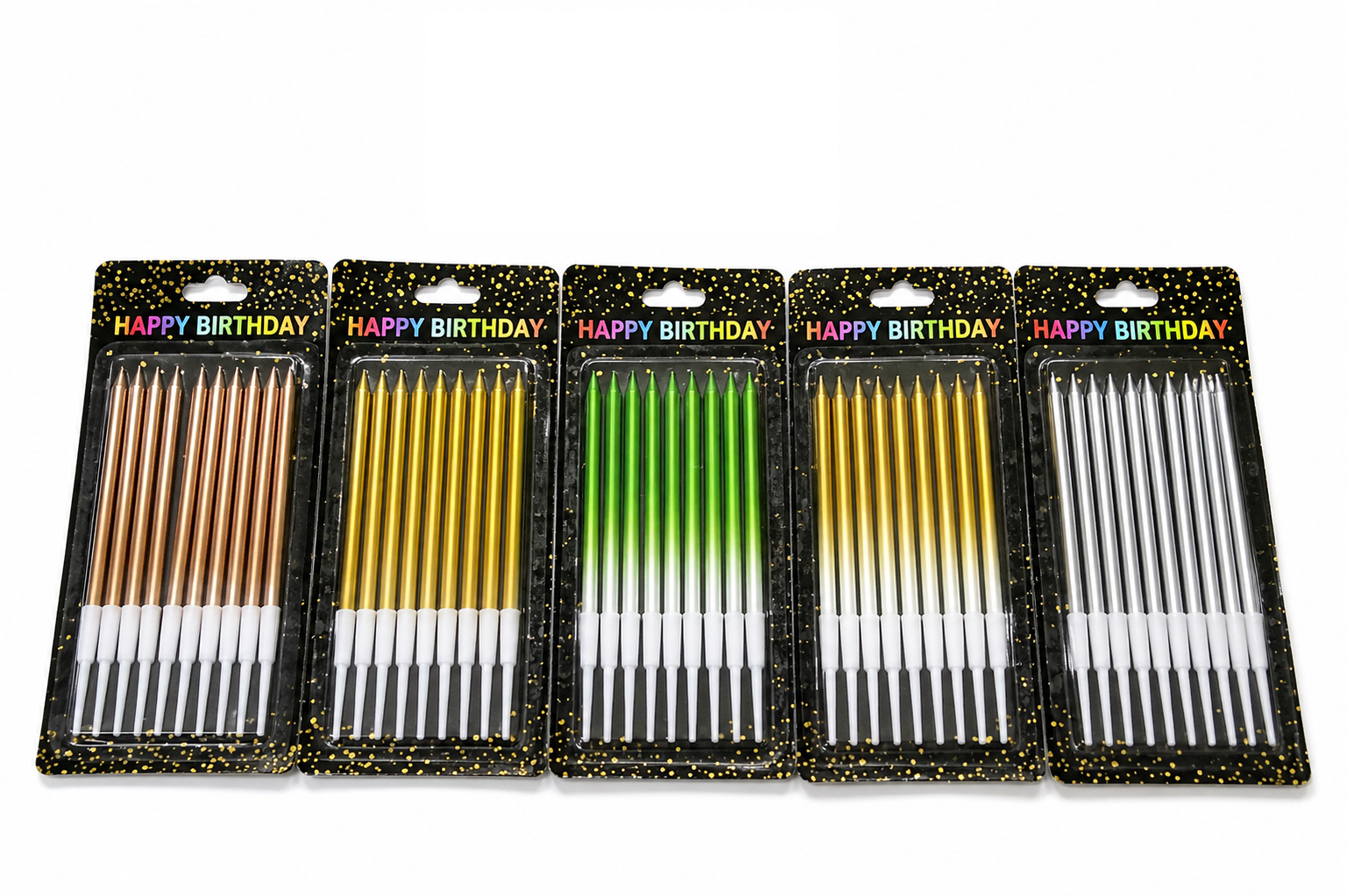 Happy Birthday Extra Long Metallic Cake Candles