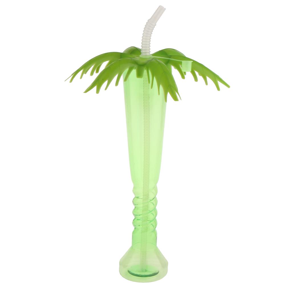 12oz. Palm Tree Plastic Cup with Straw