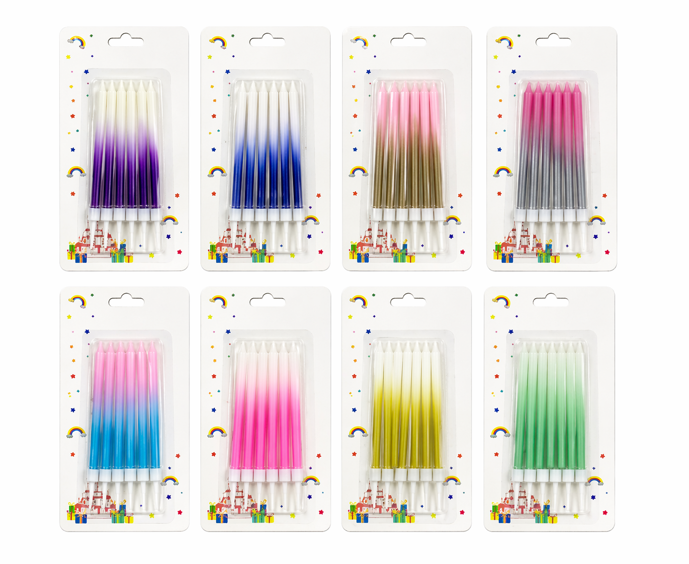 Happy Birthday Ombre Gradient Cake Candles
