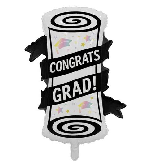 28" Diploma Shaped Congrats Grad Foil Balloon