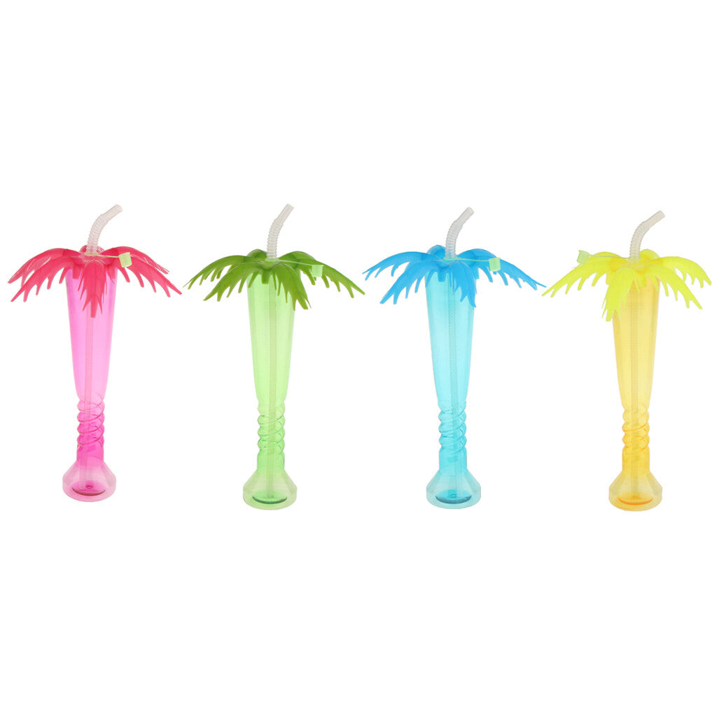 12oz. Palm Tree Plastic Cup with Straw