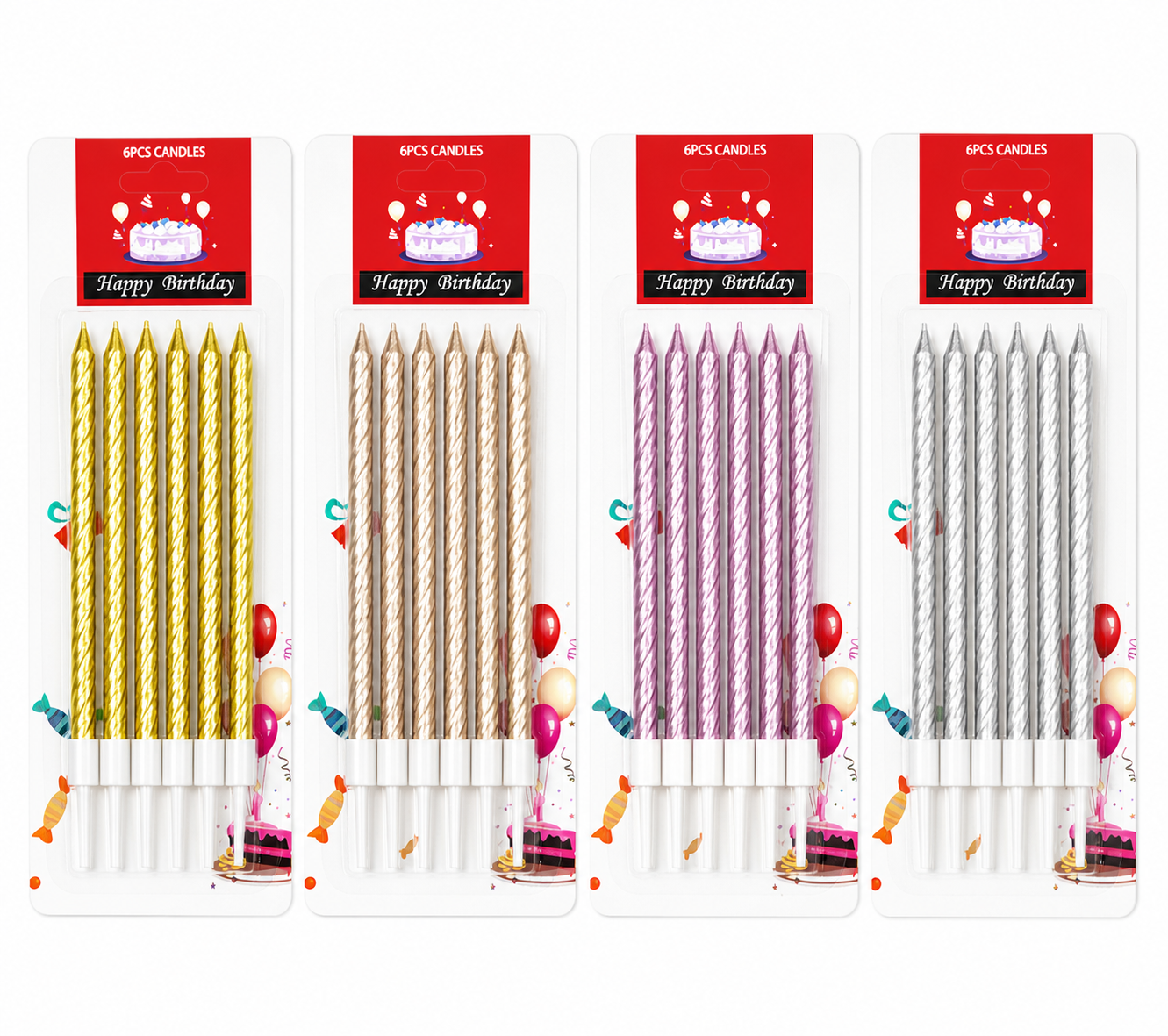 Medium Spiral Metallic Cake Candles