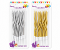 Wavy Metallic Birthday Cake Candles 12 Pieces