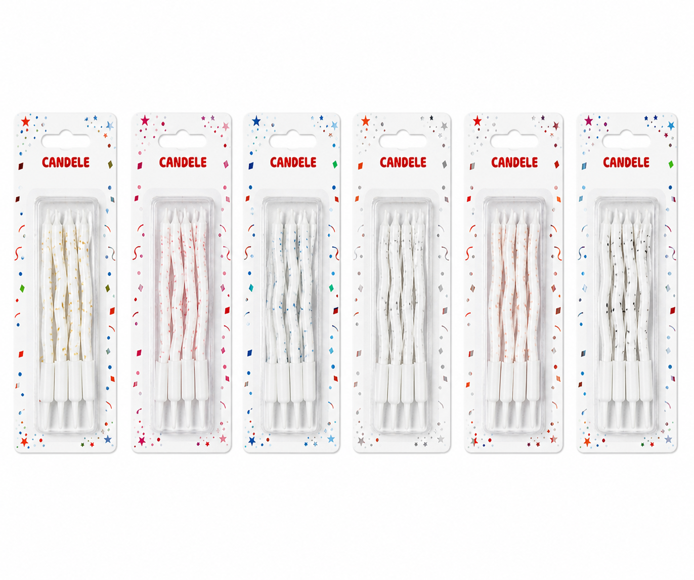 Wavy White Birthday Cake Candles 8 Pieces