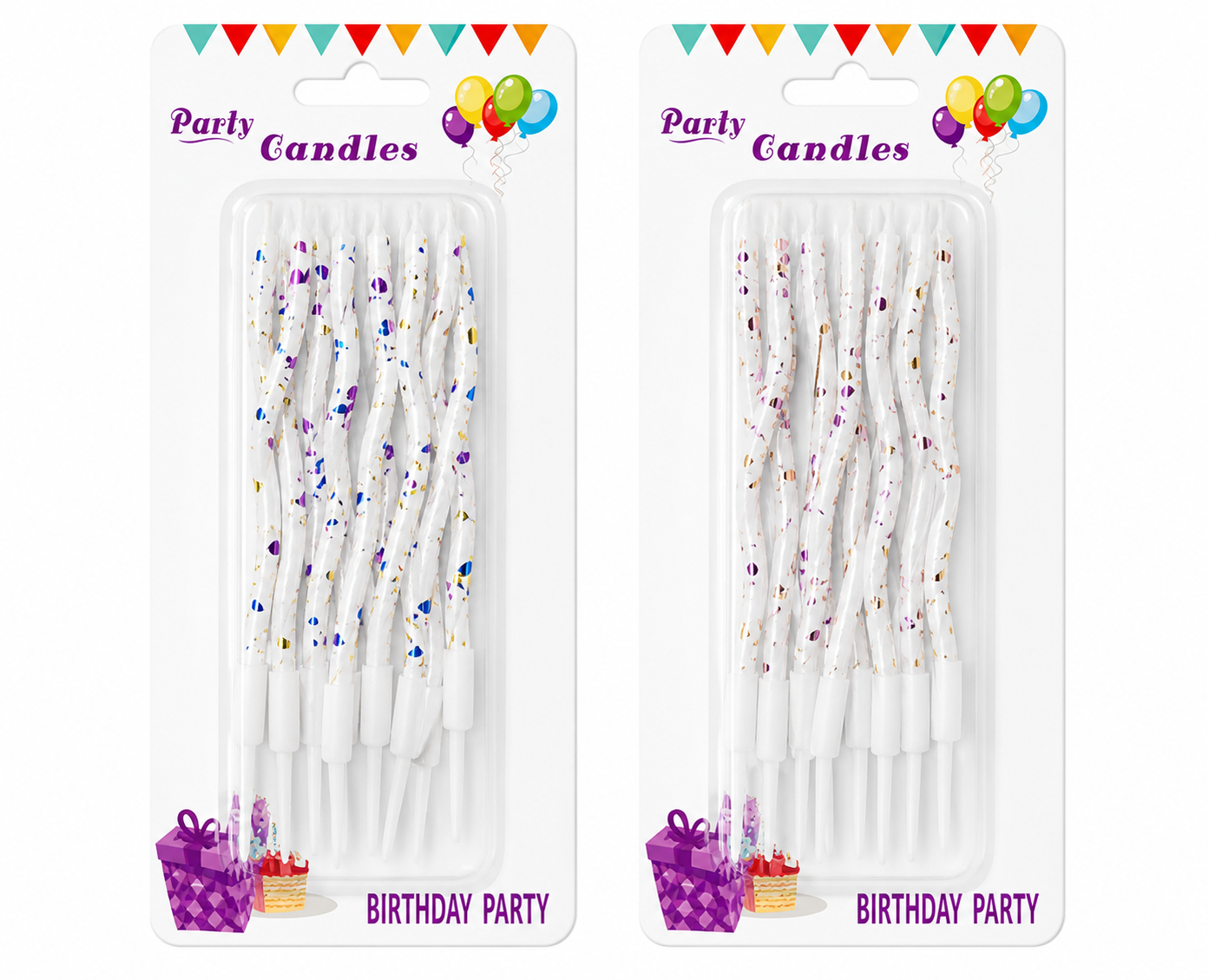 Short Wavy Birthday Cake Candles 8 Pieces