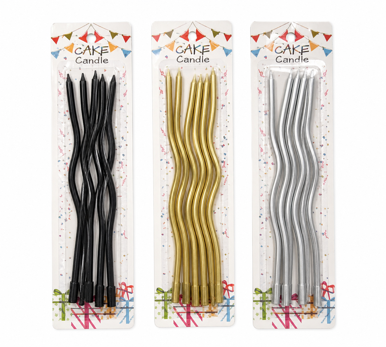 Wavy Metallic Birthday Cake Candles 6 Pieces