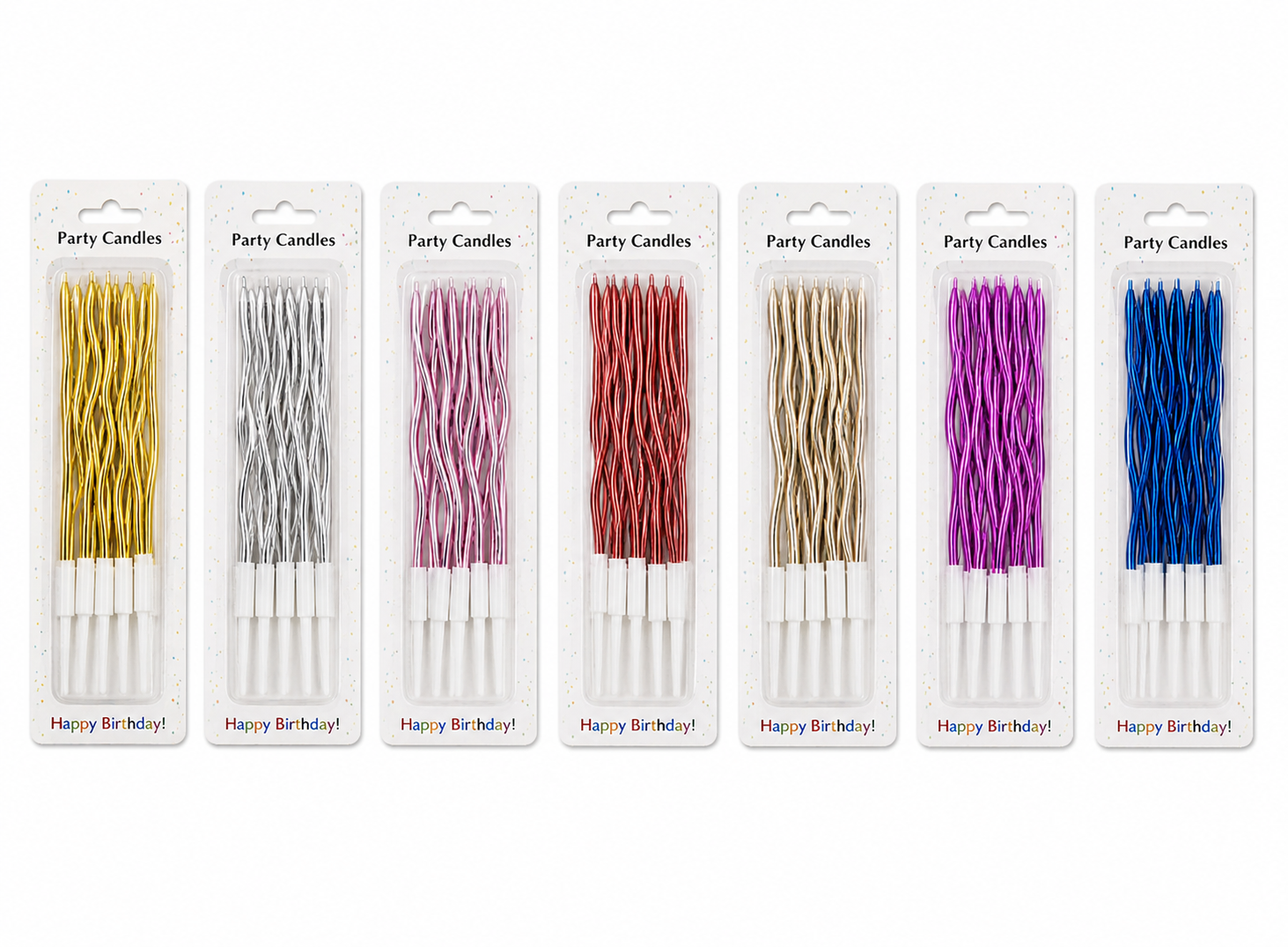 Wavy Metallic Birthday Cake Candles 5 Pieces